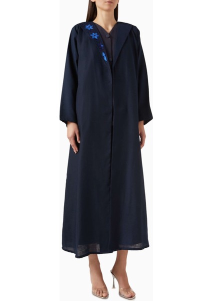 Şık ve Zarif 3 Parça Abaya Seti Ince Keten ve Nakış Detaylarıyla