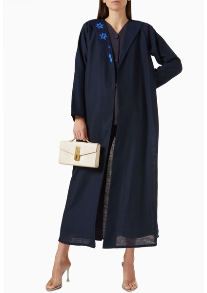 Şık ve Zarif 3 Parça Abaya Seti Ince Keten ve Nakış Detaylarıyla fiyatları