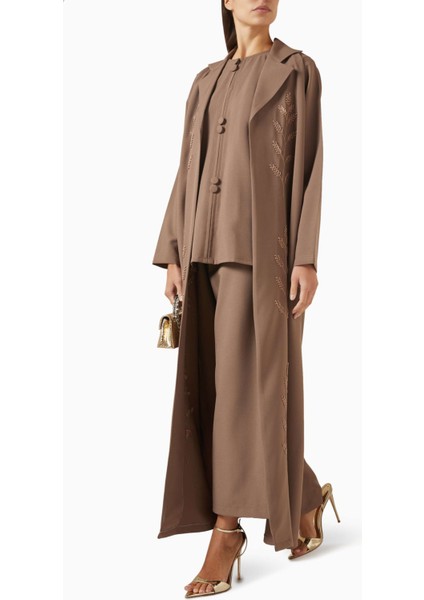 Şık Fern Işlemeli Abaya Takımı Modern Tesettür Modası Için Ideal Seçim modelleri