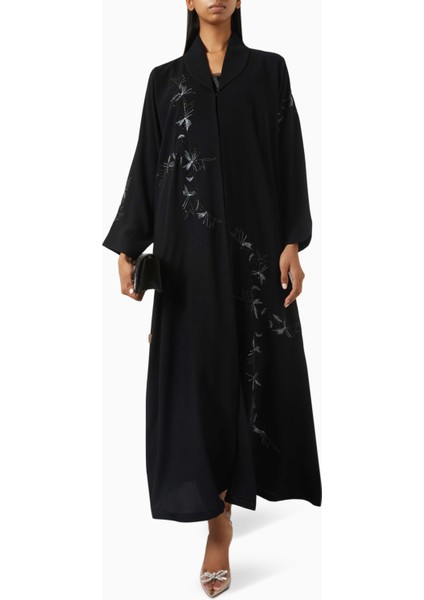 Şık Işlemeli Abaya Rahat Drape Uzun Kollu Ön Açılır Tasarım ile Her Ortama Uygun fiyatları
