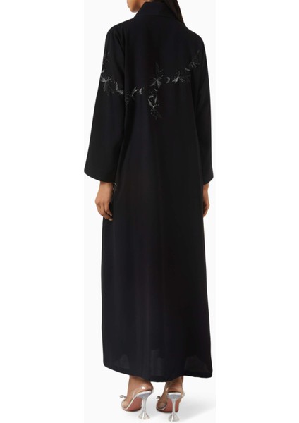 Şık Işlemeli Abaya Rahat Drape Uzun Kollu Ön Açılır Tasarım ile Her Ortama Uygun modelleri