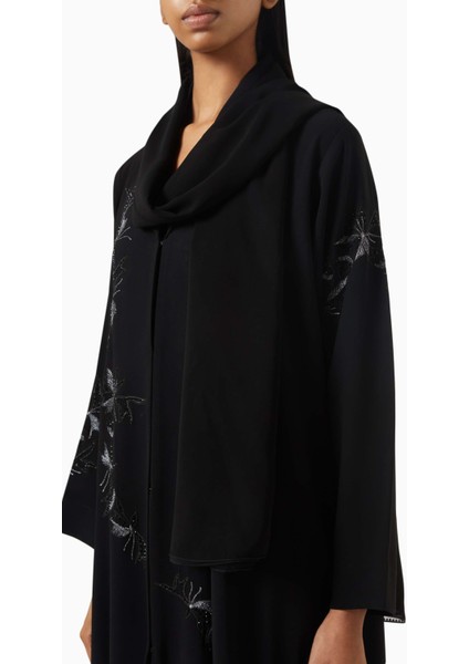 Şık Işlemeli Abaya Rahat Drape Uzun Kollu Ön Açılır Tasarım ile Her Ortama Uygun fırsatları
