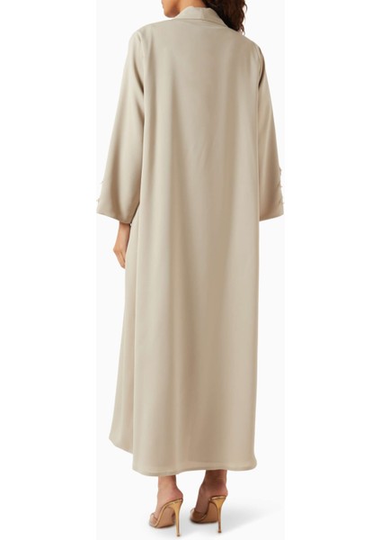 Şık ve Rahat Boncuk Süslemeli Açık Ön Abaya Uzun Kollu Günlük Kullanım Için Ideal modelleri