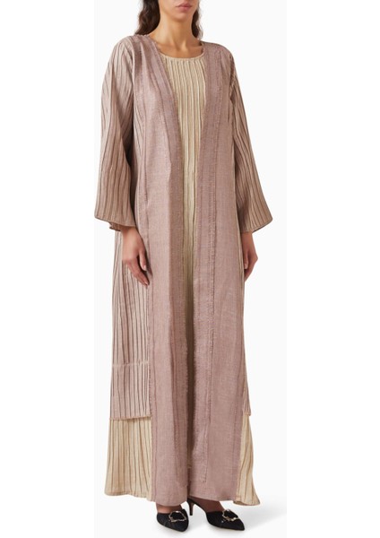 Üç Parçalı Şifon Abaya Seti Şık Plise Tasarım Rahat Drape ile Farklı Stil Seçenekleri