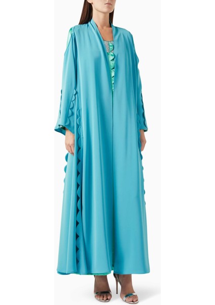 Modern Açık Ön Abaya Kol Detaylı Şal ile Gelen Şık Tasarım