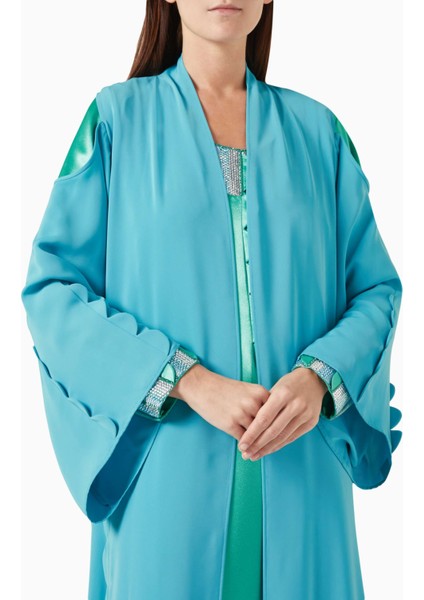 Modern Açık Ön Abaya Kol Detaylı Şal ile Gelen Şık Tasarım indirimleri