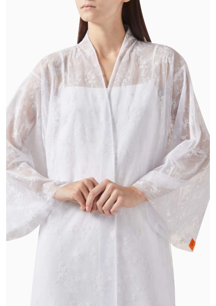 Şeffaf Tül Abaya Dandelion Motifi ile Aksesuar Sheila ile Birlikte Şık Tasarım indirimleri