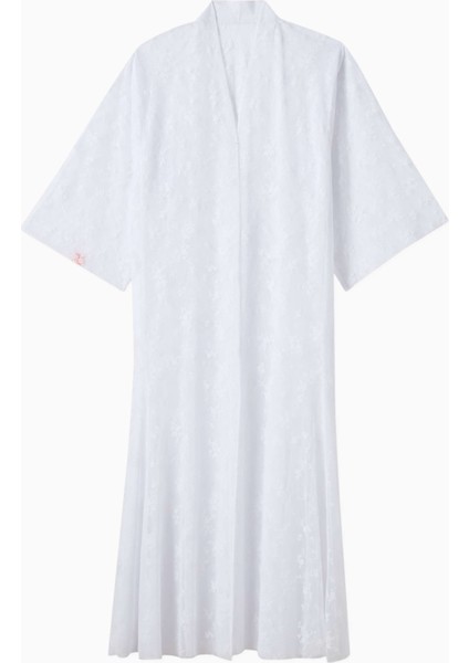 Şeffaf Tül Abaya Dandelion Motifi ile Aksesuar Sheila ile Birlikte Şık Tasarım