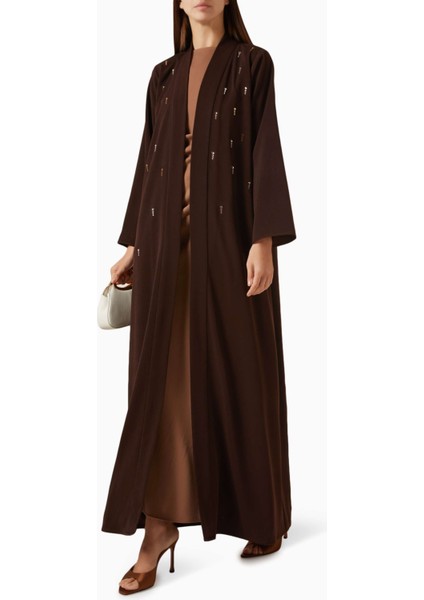 Şık 3 Parça Abaya Seti Açık Ön Detaylı Düşük Eğimli Kumaş Konforlu Kullanım fiyatları