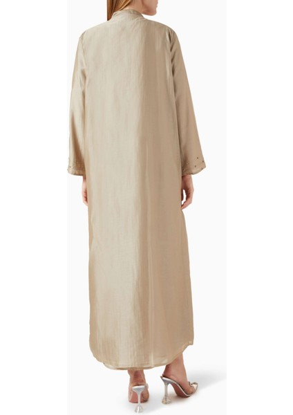 Şık ve Hafif Tencel Voile Abaya Bead Süslemeli Uzun Kollu Moda Ürünü modelleri