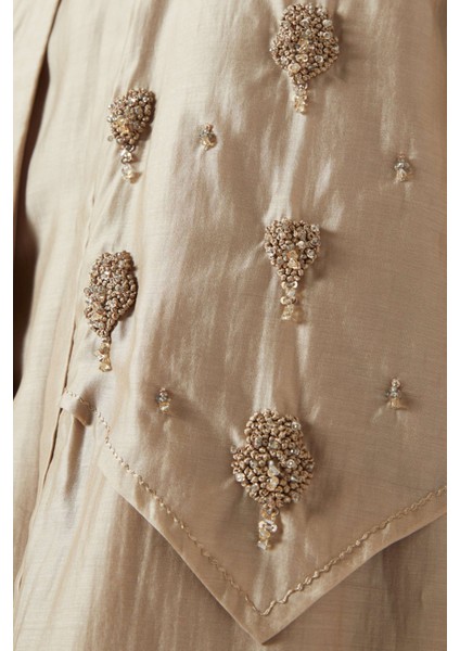 Şık ve Hafif Tencel Voile Abaya Bead Süslemeli Uzun Kollu Moda Ürünü