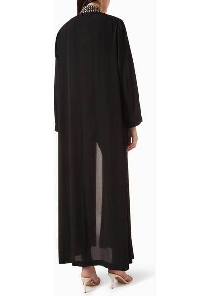 Modern Geometrik Detaylı Şifon Abaya ile Şıklığı Yakalayın modelleri
