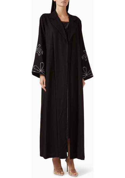 Zarif Palm Ağacı Nakışlı Islami Abaya Rahat Tasarım ile Şıklığı Yakalayın
