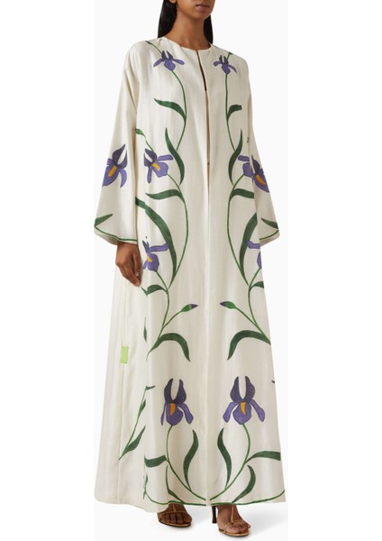 Lüks Tasarımlı Çiçek Desenli Abaya Şık ve Konforlu Günlük Veya Akşam Kıyafeti