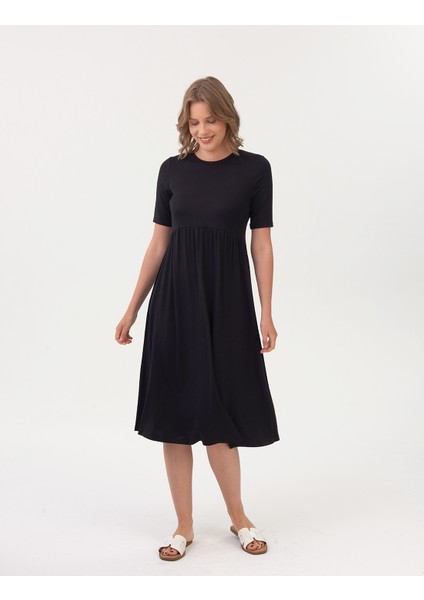 Relaxed Fit Midi Örme Elbise