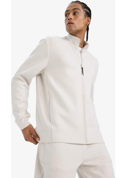 Fit Standart Fit Dik Yaka Skuba Dalgıç Kumaş Fermuarlı Hırka E9337AX25AU