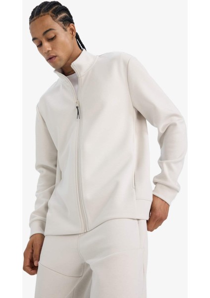 Fit Standart Fit Dik Yaka Skuba Dalgıç Kumaş Fermuarlı Hırka E9337AX25AU