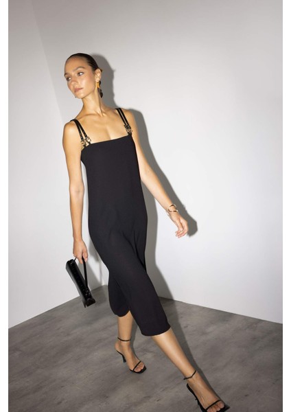 Kare Yaka Krep Kısa Kollu Midi Elbise G1528AX25AU modelleri