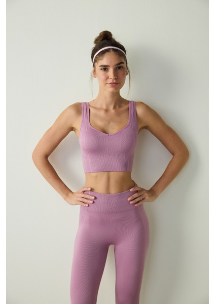 Pembe Dikişsiz Seamless Kalp Yaka Spor Sütyeni fiyatları