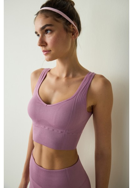 Pembe Dikişsiz Seamless Kalp Yaka Spor Sütyeni fırsatları