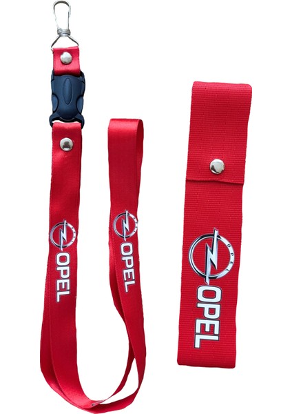 Opel Desenli, Kırmızı Renk, Yüksek Kalite Oto Ayna Askısı, Ayna Ipi ve Tampon Ipi Set