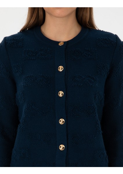 Kadın Lacivert Slim Fit Triko Hırka 50310960-VR033