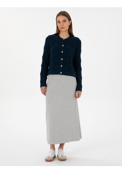 Kadın Lacivert Slim Fit Triko Hırka 50310960-VR033 fırsatları