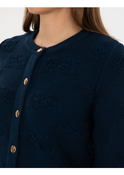 Kadın Lacivert Slim Fit Triko Hırka 50310960-VR033