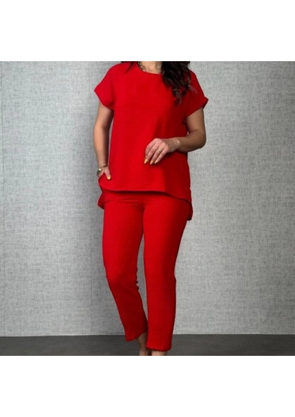 Kadın Kısa Kollu Yuvarlak Yaka Aerobin Bluz ve Pantolon Ikili Takım fiyatları