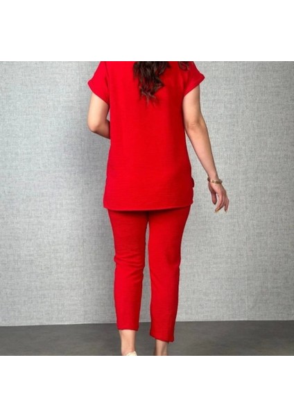 Kadın Kısa Kollu Yuvarlak Yaka Aerobin Bluz ve Pantolon Ikili Takım modelleri