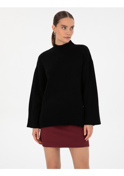 Kadın Siyah Comfort Fit Kazak 50310958-VR046