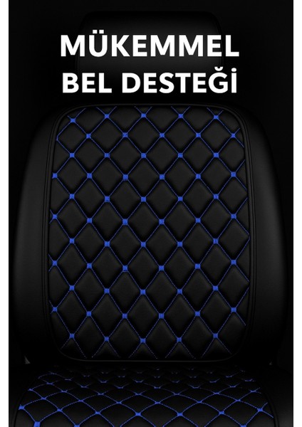 Toyota Chr 2016–2024 Uyumlu 7 Parça Kapitone Araba Koltuk Minderi Deri Siyah Mavi - Kaymaz | Trobus fırsatları