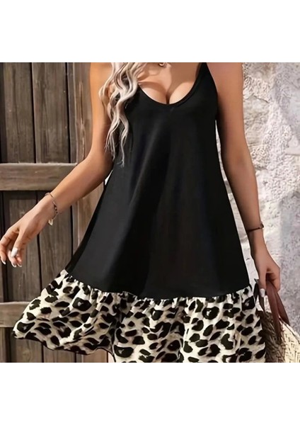 Kadın Ip Detaylı Kısa Elbise Askılı Yuvarlak Yakalı Viskon Etek Süprem Elbise fiyatları