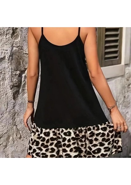 Kadın Ip Detaylı Kısa Elbise Askılı Yuvarlak Yakalı Viskon Etek Süprem Elbise modelleri