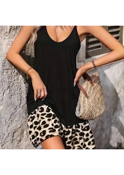 Kadın Ip Detaylı Kısa Elbise Askılı Yuvarlak Yakalı Viskon Etek Süprem Elbise fırsatları