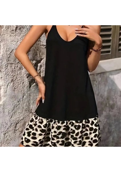 Kadın Ip Detaylı Kısa Elbise Askılı Yuvarlak Yakalı Viskon Etek Süprem Elbise indirimleri