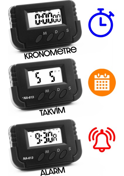 Pomodoro Öğrenci Saati Kronometreli Alarmlı Takvimli Dijital Ders Çalışma Saati Masa Oto Saati indirimleri