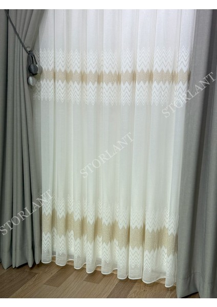 Soft Weave Gold Tül Perde | Ağır Gramajlı, 1/3 Sık Pileli, Ütü Gerektirmez L Her Odaya Uygun
