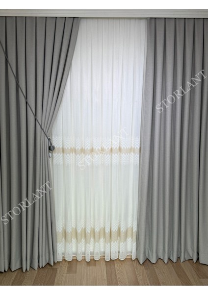 Soft Weave Gold Tül Perde | Ağır Gramajlı, 1/3 Sık Pileli, Ütü Gerektirmez L Her Odaya Uygun indirimleri