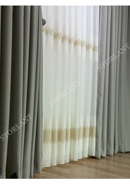 Soft Weave Gold Tül Perde | Ağır Gramajlı, 1/3 Sık Pileli, Ütü Gerektirmez L Her Odaya Uygun