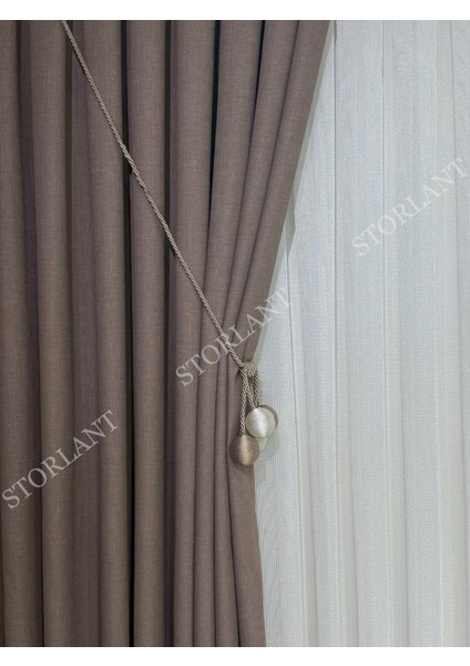 Keten Foldet Fon Perde L 1/3 Sık Pile L Aksesuar Hediyeli L Tek Kanat