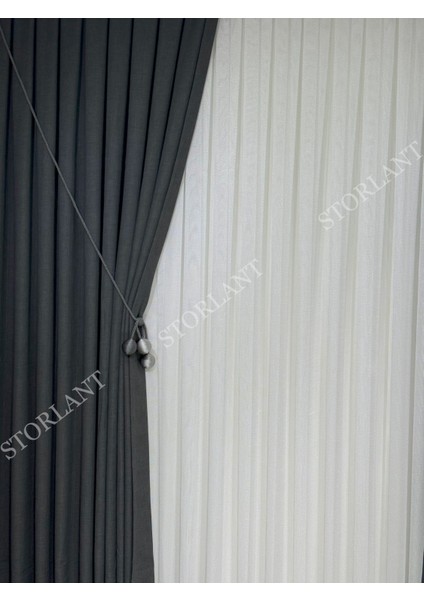 Keten Foldet Fon Perde L 1/3 Sık Pile L Aksesuar Hediyeli L Tek Kanat