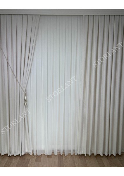 Yaldız Efektli Simli Fon Perde L 1/3 Sık Pile L Aksesuar Hediyeli L Tek Kanat