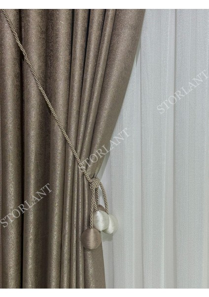 Yaldız Efektli Simli Fon Perde L 1/3 Sık Pile L Aksesuar Hediyeli L Tek Kanat