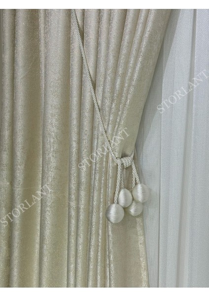 Yaldız Efektli Simli Fon Perde L 1/3 Sık Pile L Aksesuar Hediyeli L Tek Kanat