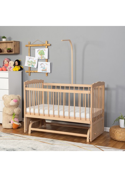 Ahşap Organik Beşik Anne Yanı Beşik 3 Kademeli Lüx Bebek Beşiği 60 x 120 cm ve Soft Fermuarlı Terletmez Kumaşlı Yatak fiyatları