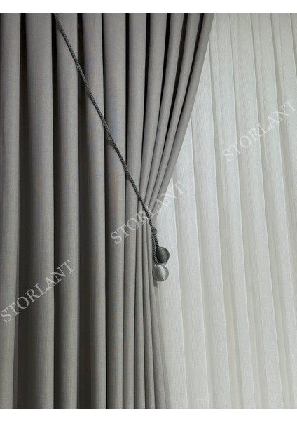 Keten Foldet Fon Perde L 1/3 Sık Pile L Aksesuar Hediyeli L Tek Kanat