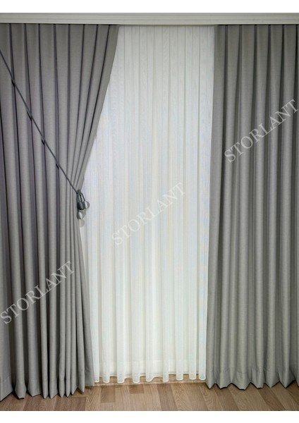 Keten Foldet Fon Perde L 1/3 Sık Pile L Aksesuar Hediyeli L Tek Kanat