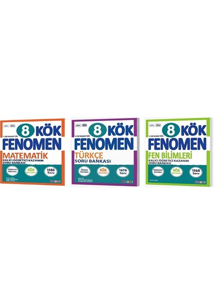 Fenomen Okul 2025 8. Sınıf Matematik + Fen + Türkçe Kök Soru Bankası Seti 3 Kitap