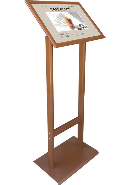 A3(29.7X42) Kahverengi Sac Taban Çift Ayaklı Menü ve Bilgilendirme Panosu Ayaklı Reklam Panosu